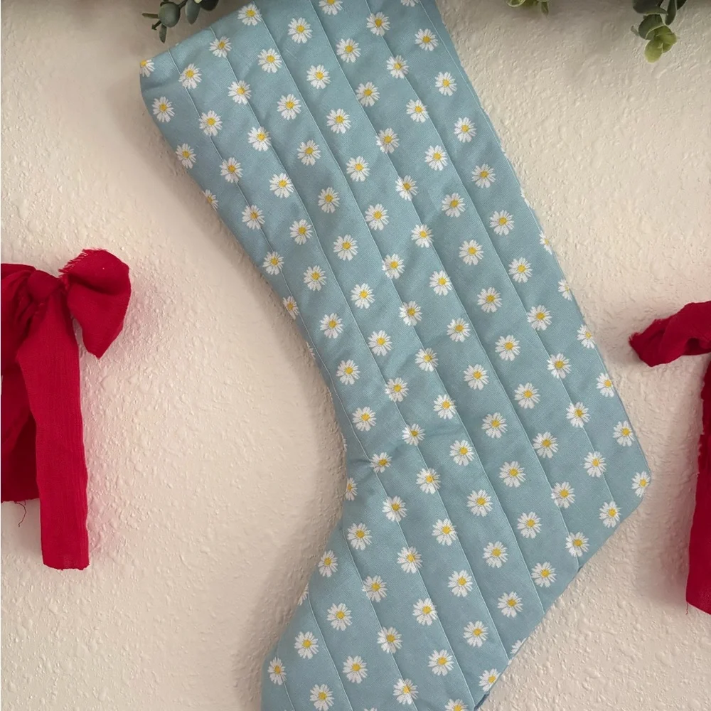 Blue Checkered Holiday Stocking